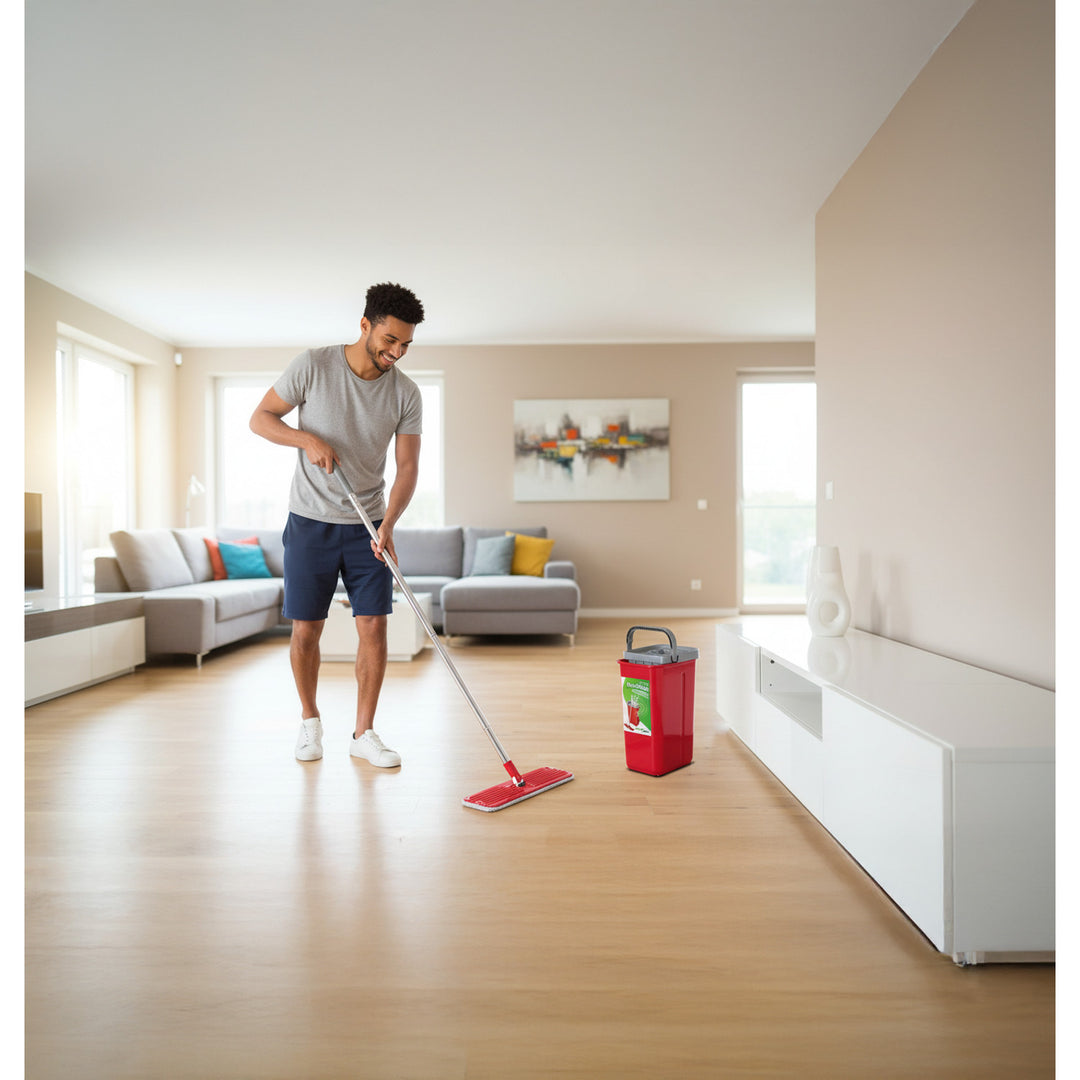 GreenBlue GB870 Plochý mop s kbelíkem a ždímáním, dvě kazety z mikrovlákna HQ, objem 5,7 l, MaxiClean