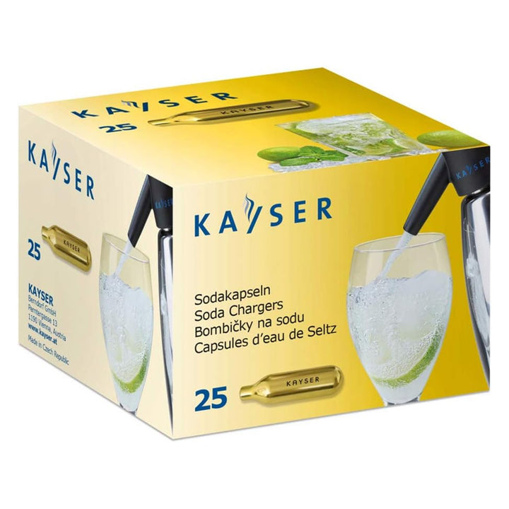 Kartuše CO2 Kayser, pro výrobník sody Quick Soda Maker, 7,5G, 25 kusů