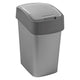 Odpadkový koš Cuver, třídění, s víkem, šedý, stříbrný rám, 25 l, Flip Bin