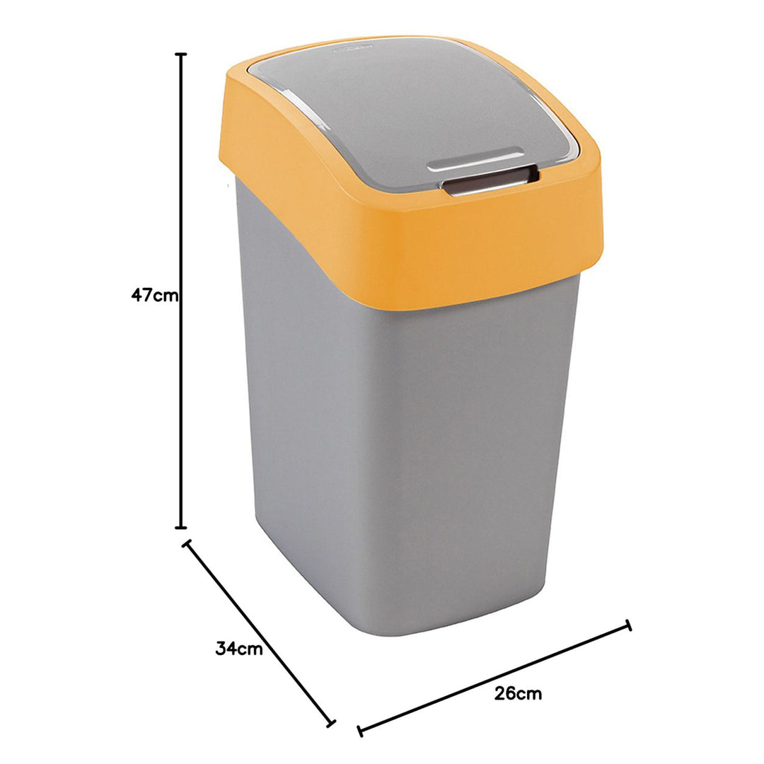 Odpadkový koš Cuver, třídění, s víkem, šedý, oranžový rám, 25 l, Flip Bin