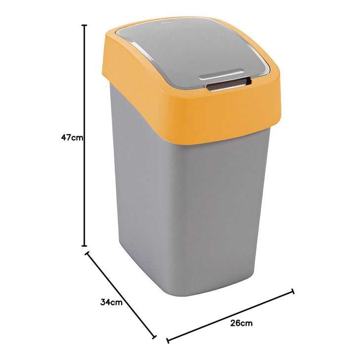 Odpadkový koš Cuver, třídění, s víkem, šedý, oranžový rám, 25 l, Flip Bin