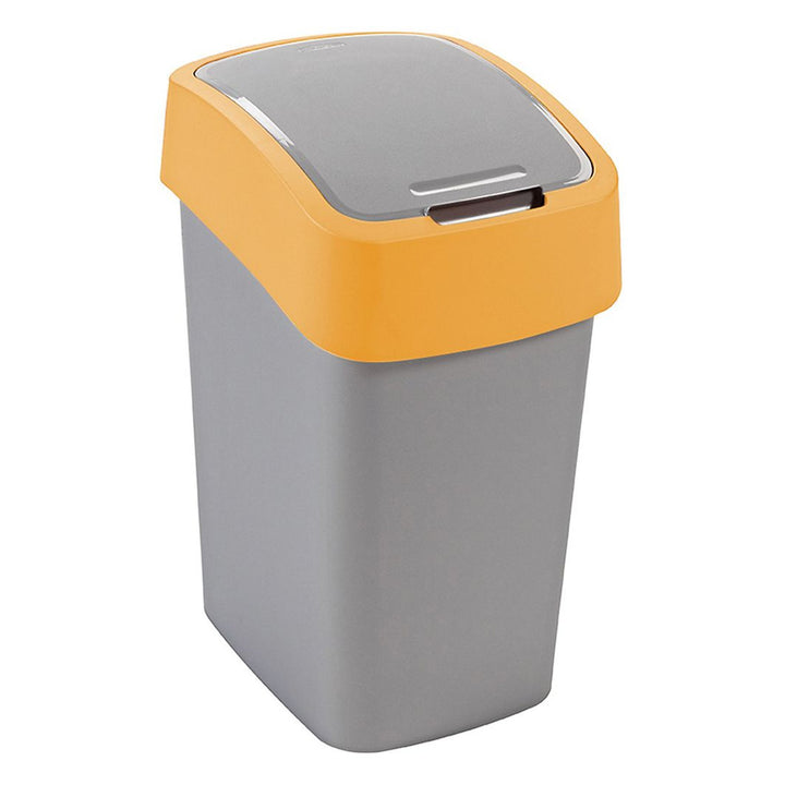 Odpadkový koš Cuver, třídění, s víkem, šedý, oranžový rám, 25 l, Flip Bin