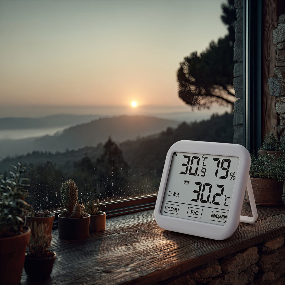 Meteostanice s venkovní sondou, délka kabelu 1,5 m, baterie 2xAA, GreenBlue  GB381