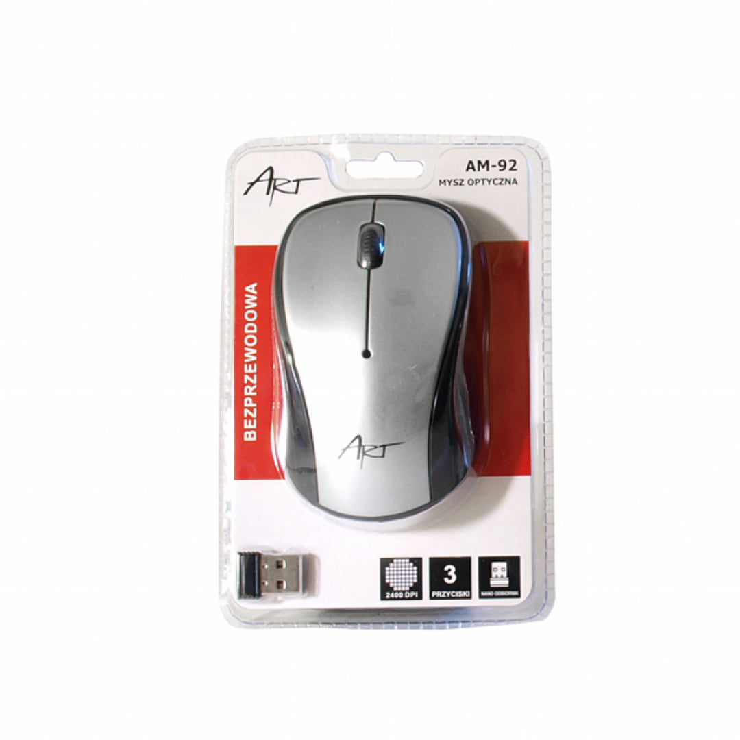 Optická myš Art, bezdrátová, USB, stříbrná, AM-92B