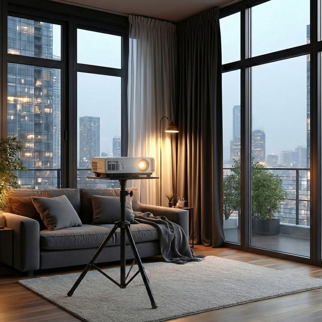 Přenosný stojan Maclean, pro projektor, z oceli, výškově nastavitelný, 1,2-1,7 m, MC-953