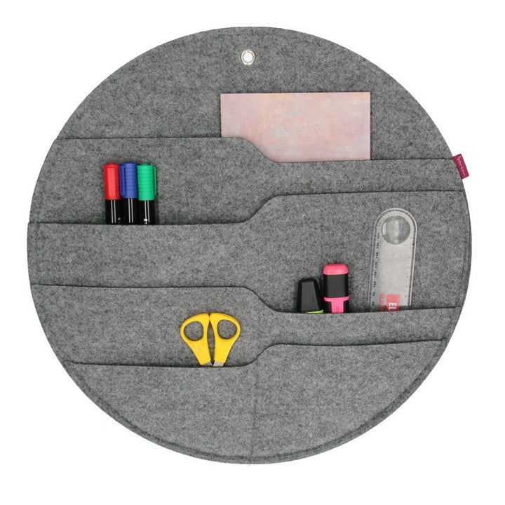 Bertoni plstěný nástěnný organizér Circle XL průměr 45 cm - šedý, 4 kapsy