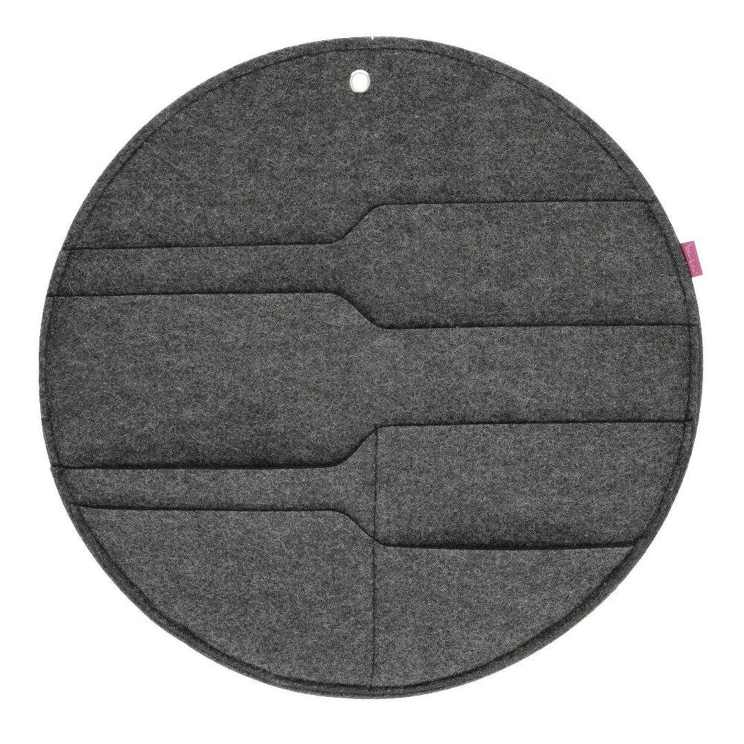 Bertoni plstěný nástěnný organizér Circle L průměr 35 cm - antracit, 4 kapsy