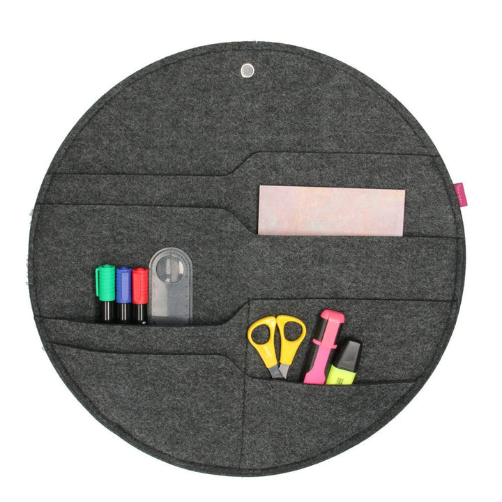 Bertoni plstěný nástěnný organizér Circle L průměr 35 cm - antracit, 4 kapsy