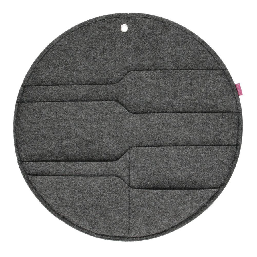 Plstěný nástěnný organizér Bertoni Circle XL průměr 45 cm - antracit, 4 kapsy