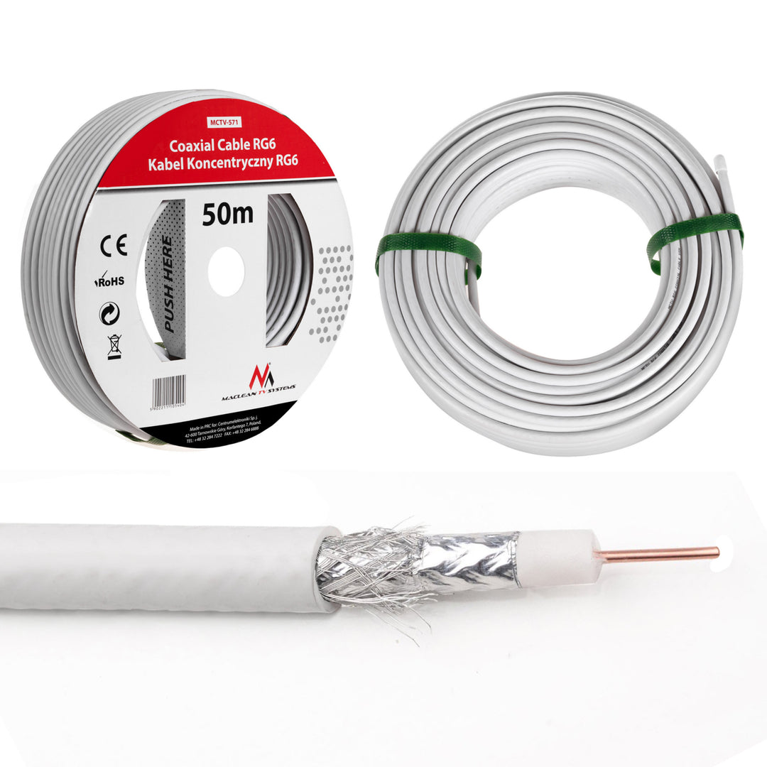 Konvertor quad Maclean MCTV-671 + kabel 50m, wtyki