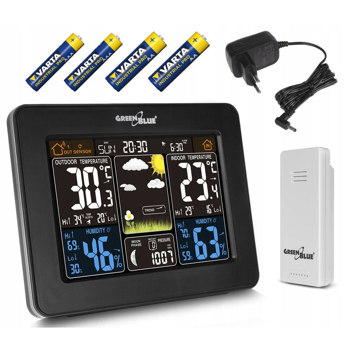 Meteorologická stanice GreenBlue GB523 + baterie + napájecí zdroj