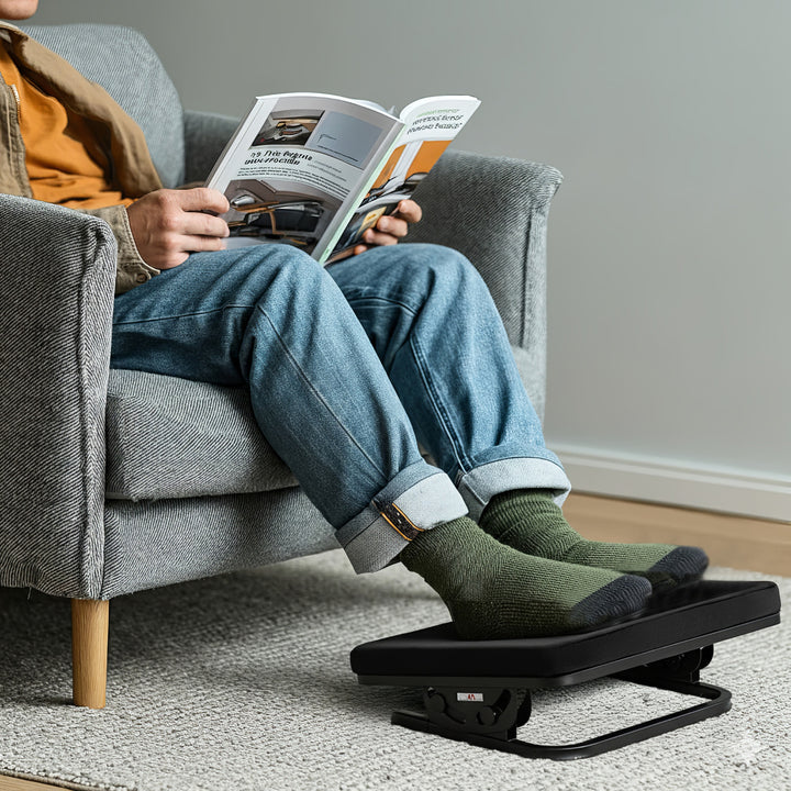 Ergonomická opěrka nohou Maclean, plynule nastavitelný úhel, odnímatelný polštář, MC-460