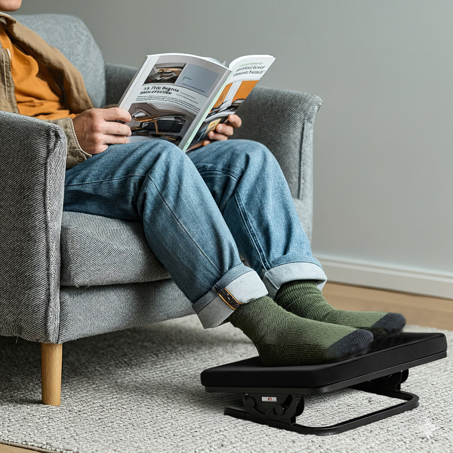 Ergonomická opěrka nohou Maclean, plynule nastavitelný úhel, odnímatelný polštář, MC-460