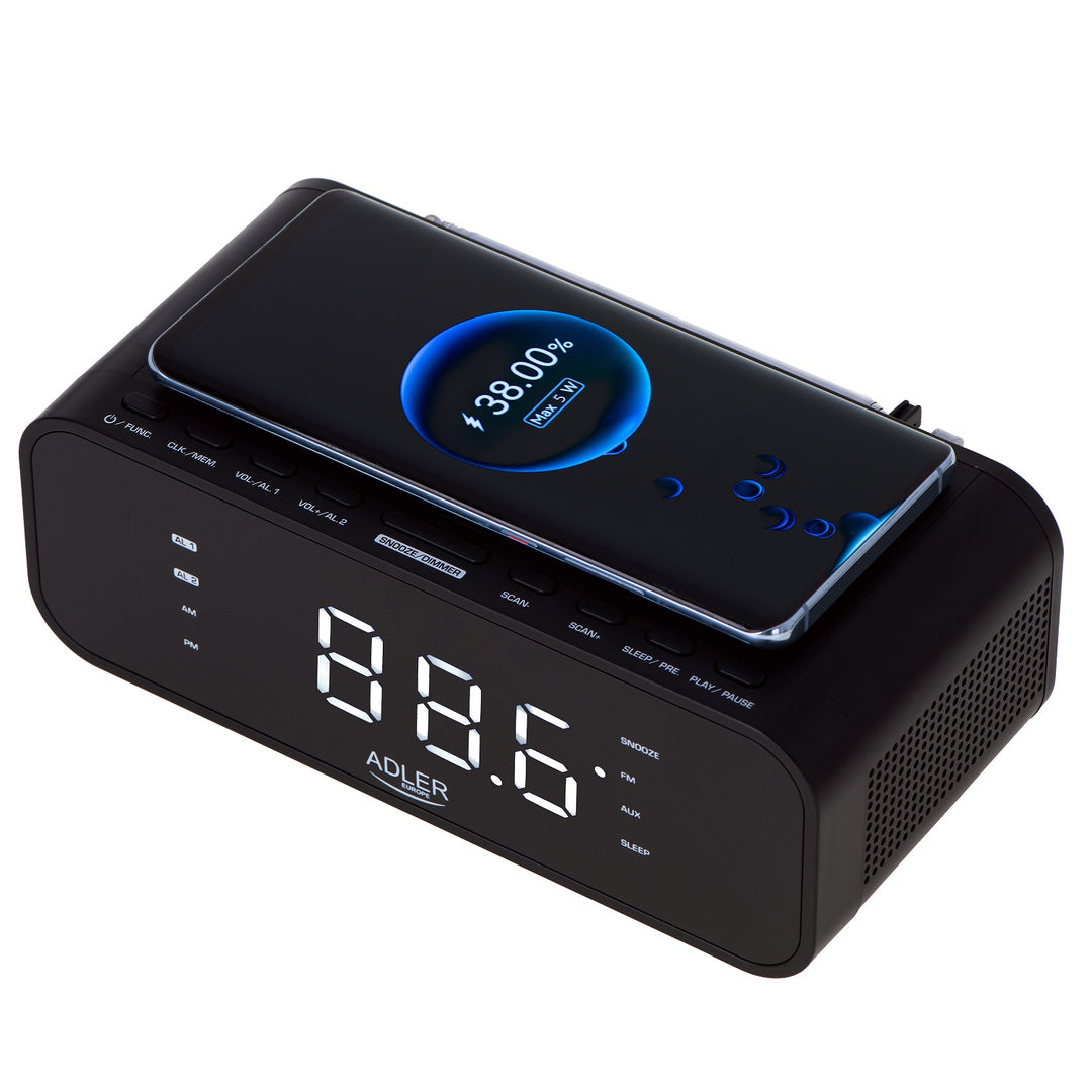 Radiobudík s FM rádiem, bezdrátovou nabíječkou a Bluetooth - Adler AD 1192B