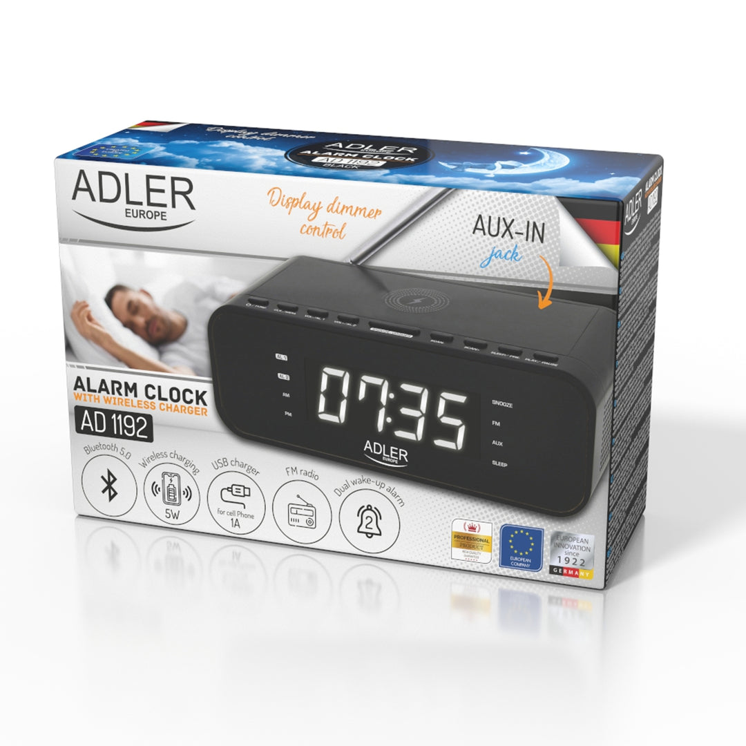 Radiobudík s FM rádiem, bezdrátovou nabíječkou a Bluetooth - Adler AD 1192B