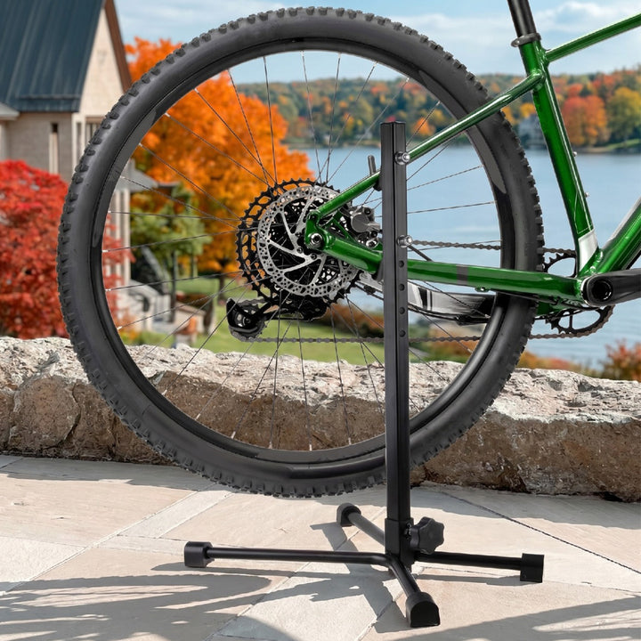 Vertikální stojan na jízdní kola Maclean, ocelová, max. zatížení 20 kg, vhodný pro MTB kola s koly do 27,5" MC-434