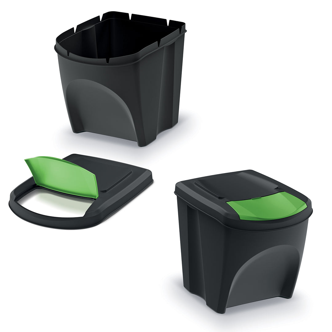 Sada odpadkových košů na třídění odpadu Keden Sortibox 3x25 l černá