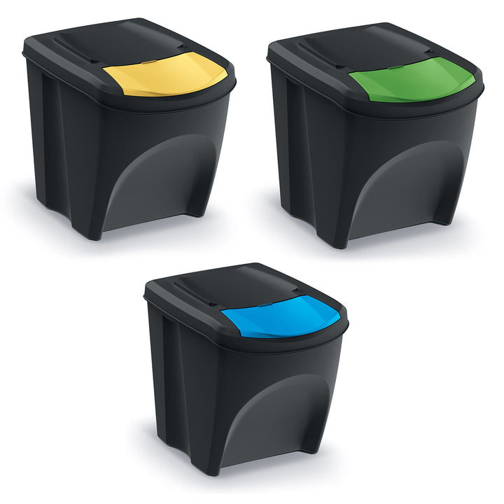 Sada odpadkových košů na třídění odpadu Keden Sortibox 3x25 l černá