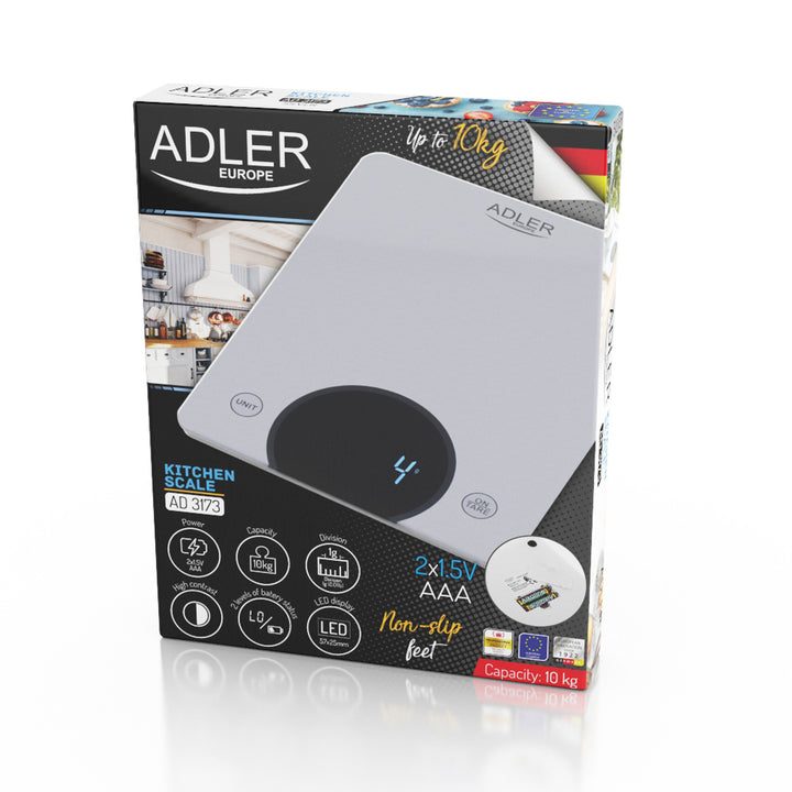 Adler AD 3173s Kuchyňská váha do 10 kg LED Rozměry 20 x 16 cm