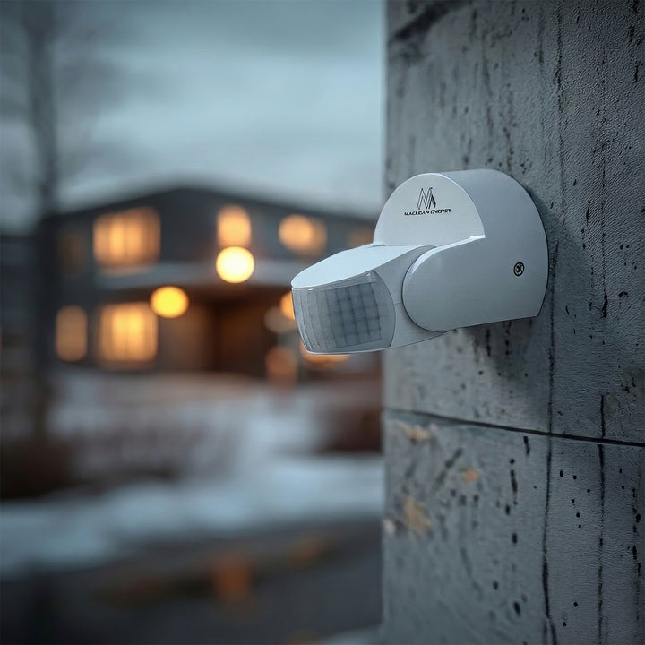 Maclean PIR detektor pohybu, infračervený, IP65, bílý, dosah 12m, max. zátěž 600/1200W, MCE468 W
