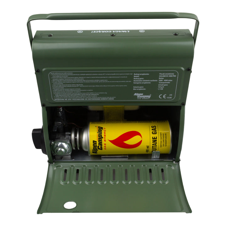 Přenosný plynový vařič Alpen Camping, spotřeba plynu 124 g/h, piezoelektrické zapalování, IK-1000 PRO, ICELAND + 4 kartuše