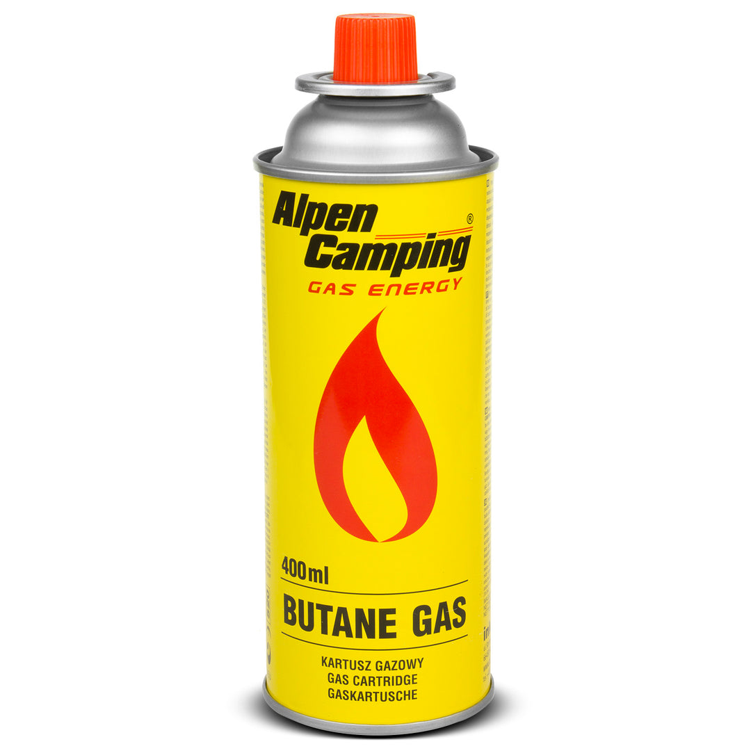 8x Alpen Camping 400ml plynová kartuše. Certifikát: Pracovní rozsah -10°c až + 40°c, IK004.