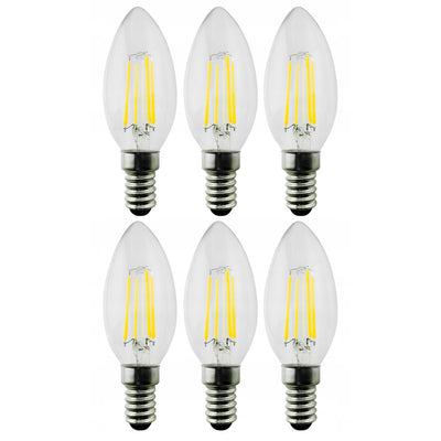 6x Maclean, žárovka LED E14, 4W, 230V, teplá bílá 3000K, 400lm, retro edisonová dekorativní svíčka C35, MCE285