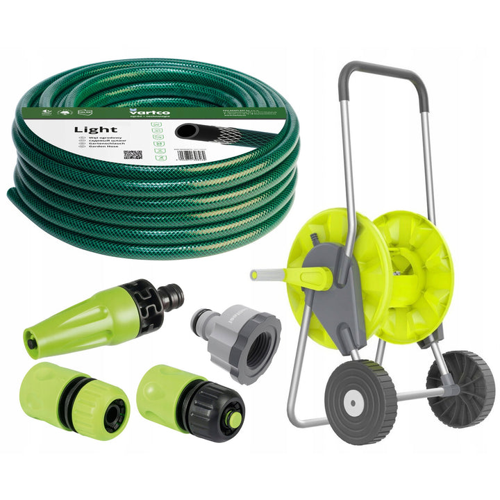 Zahradní sada - 50 m 1/2'' hadice, vozík, rychlospojka - průchozí a stopspojka, přímý zavlažovač, vnitřní závitová přípojka