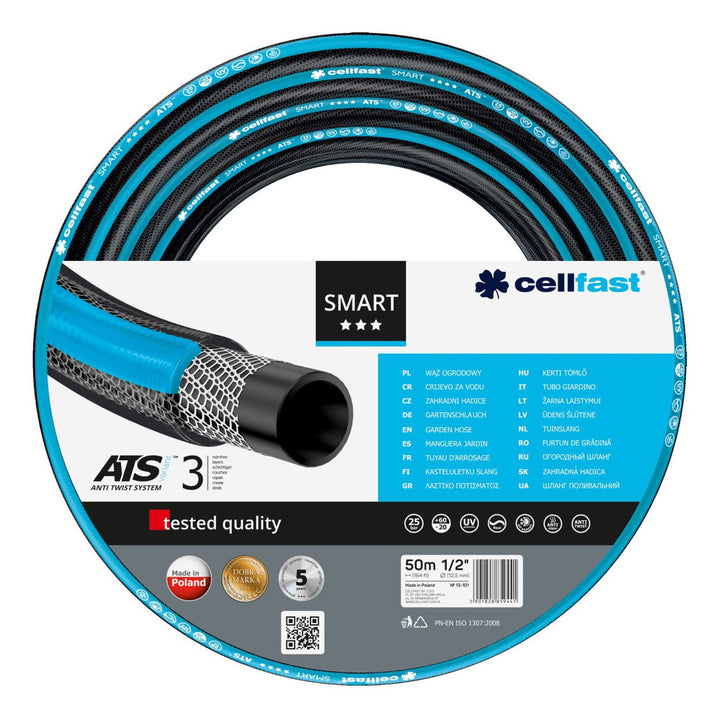 Zahradní sada Cellfast, 1/2'' hadice Smart ATS 50 m, 1/2'' vozík Aluplus 60 m