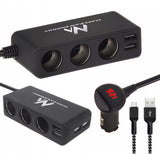 Rozdělovač zásuvek zapalovače Maclean, voltmetr, 120W