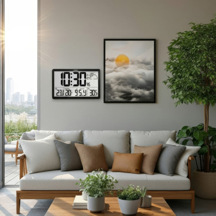 Extra velké nástěnné hodiny LCD GreenBlue, teplota, datum, GB218