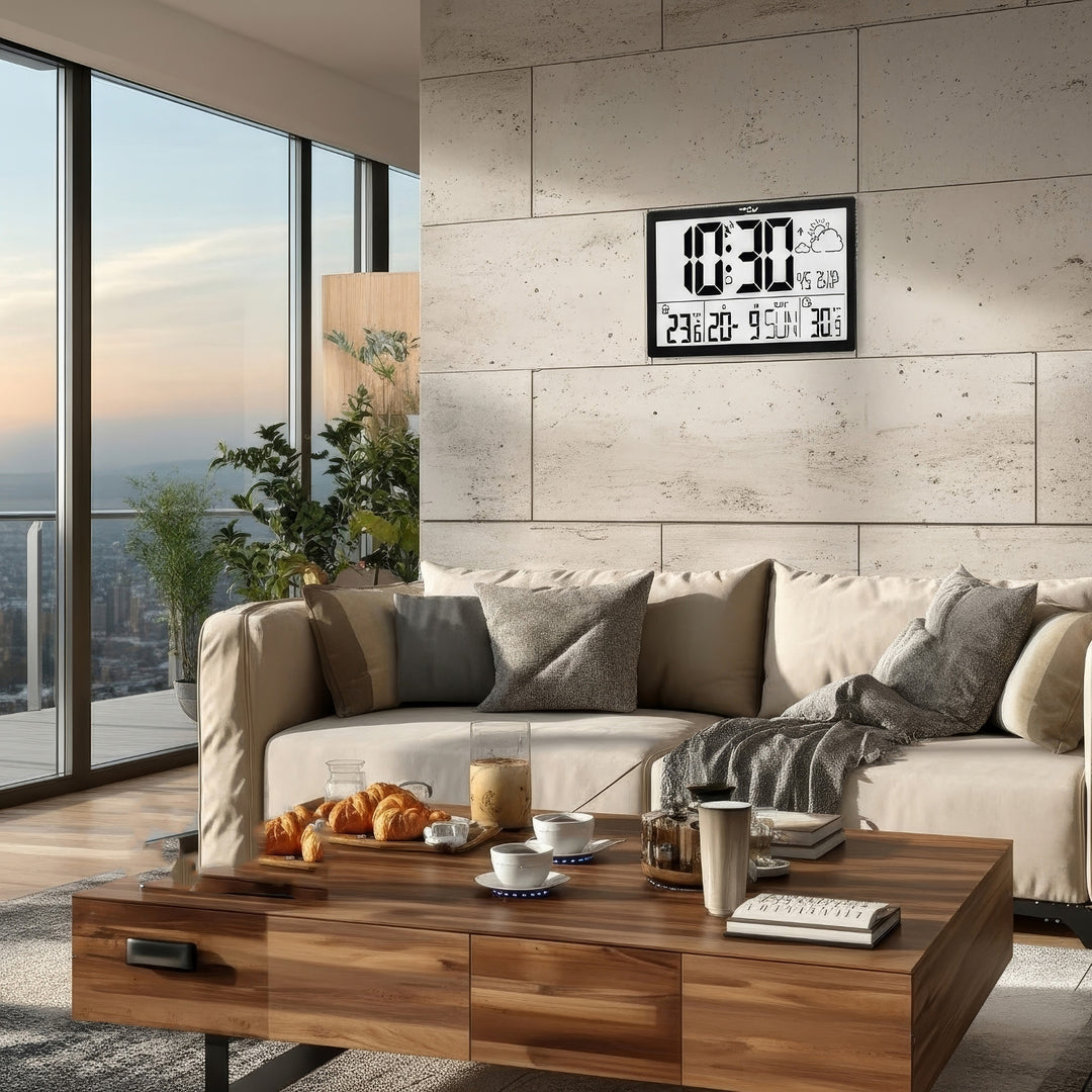 Extra velké nástěnné hodiny LCD GreenBlue, teplota, datum, GB218