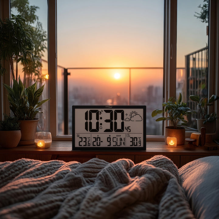 Extra velké nástěnné hodiny LCD GreenBlue, teplota, datum, GB218