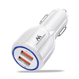 Nabíječka do auta Maclean, Qualcomm Quick Charge, QC 3.0 - 5V/3A, 9V/1,8A, 12V/1,6A, 5V/3,1A zásuvka s kabelem USB Lightning