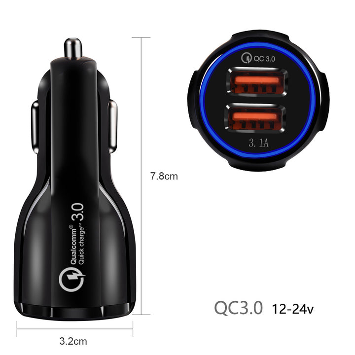 Nabíječka do auta Maclean, Qualcomm Quick Charge, QC 3.0 - 5V/3A, 9V/1,8A, 12V/1,6A, 5V/3,1A zásuvka s kabelem USB Lightning
