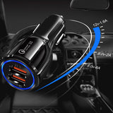 Nabíječka do auta Maclean, Qualcomm Quick Charge, QC 3.0 - 5V/3A, 9V/1,8A, 12V/1,6A, 5V/3,1A zásuvka s kabelem USB Lightning