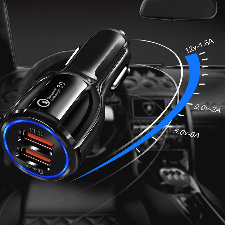 Nabíječka do auta Maclean, Qualcomm Quick Charge, QC 3.0 - 5V/3A, 9V/1,8A, 12V/1,6A, 5V/3,1A zásuvka s kabelem USB Lightning