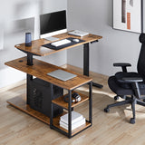 Elektrický zvedací stůl Ergo Office, max. výška 121 cm, max. 70 kg, s deskou stolu a policemi, pro stání a sezení, rustikální hnědá, ER-450, 2 díly