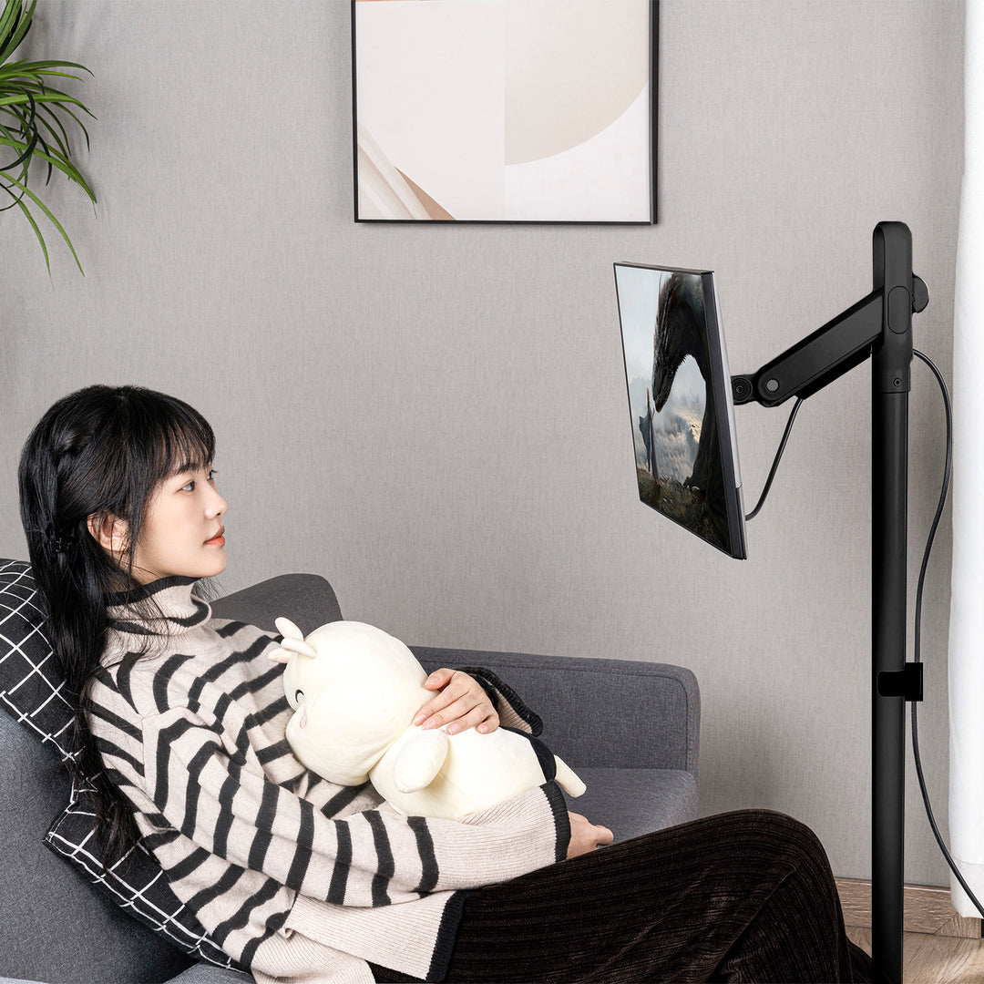 Mobilní podlahový stojan na monitor/TV Maclean, plynová pružina, 17"-35", 2-10 kg, černý, MC-970B