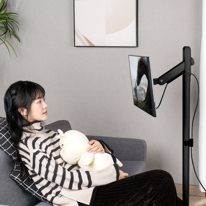 Mobilní podlahový stojan na monitor/TV Maclean, plynová pružina, 17"-35", 2-10 kg, černý, MC-970B