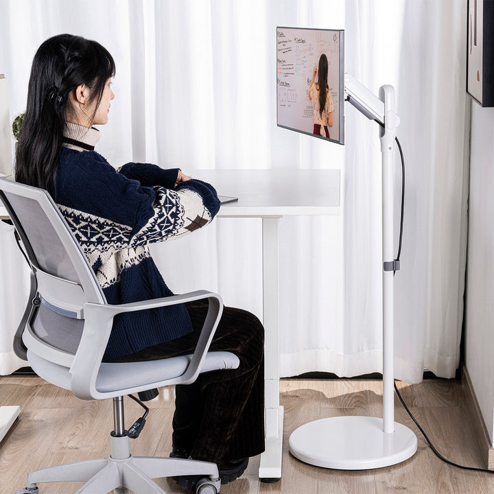 Mobilní podlahový stojan na monitor/TV Maclean, plynová pružina, 17"-35", 2-10 kg, bílý, MC-970W
