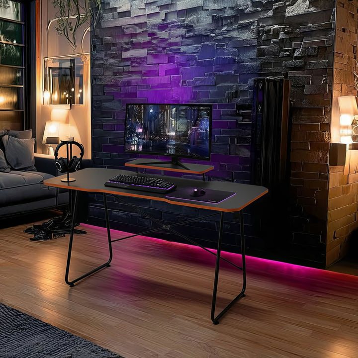 Herní stůl s policí na monitor NanoRS, max. 50 kg, výška 850 mm, černý, RS170