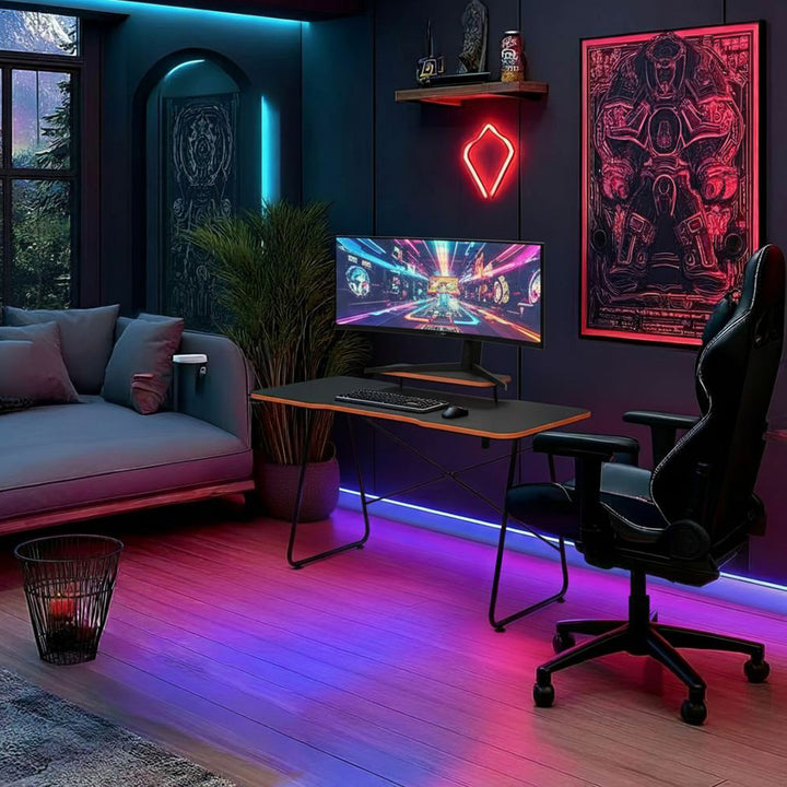 Herní stůl s policí na monitor NanoRS, max. 50 kg, výška 850 mm, černý, RS170