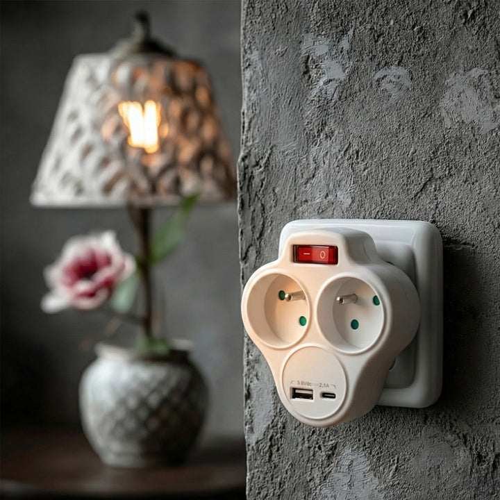 Proudová zásuvka Maclean, rozbočovač se 2 zásuvkami a USB A/C 2,4A, typ E, 2x16A, MCE336 E