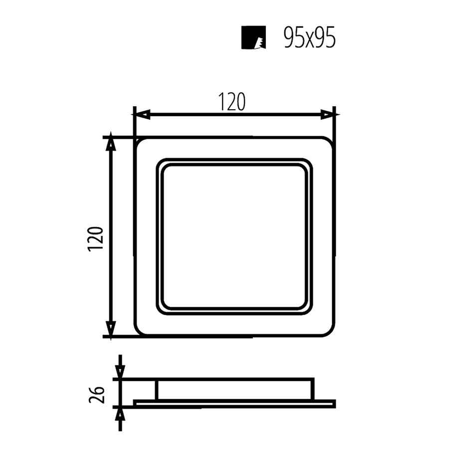 Stropní panel Maclean LED, podhledový, SLIM, 9W, neutrální bílá 4000K, 120*120*26mm, 900lm, MCE373 S