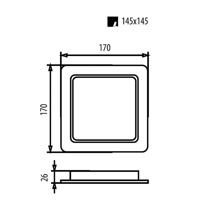 Stropní panel Maclean LED, podhledový panel SLIM, 18W, neutrální bílá 4000K, 170*170*26mm, 1900lm, MCE374 S