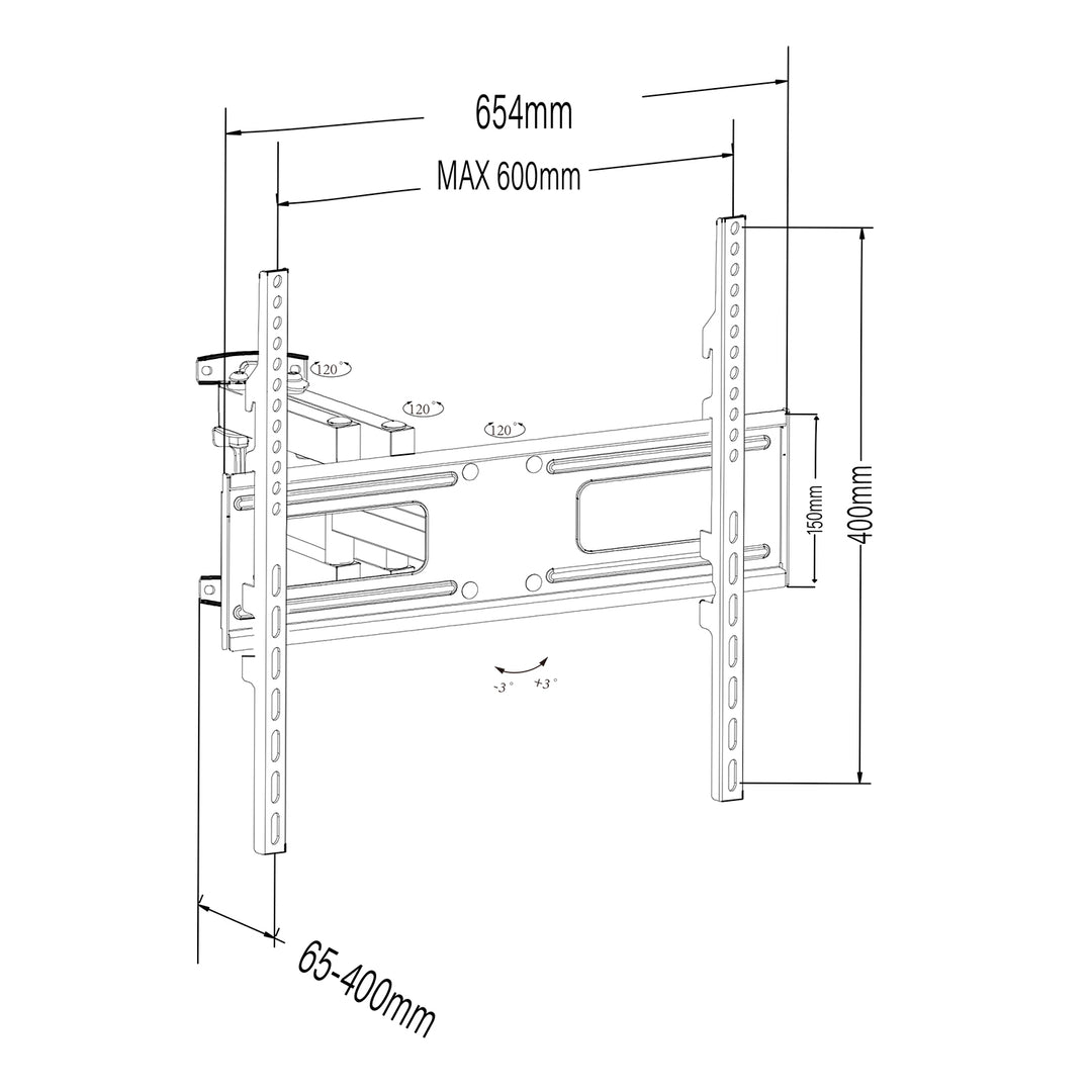 Držák Maclean pro TV nebo monitor, max. VESA 600x400, plochý, vzdálenost od stěny 41-475 mm, 37-80", 50 kg, černý, MC-832A