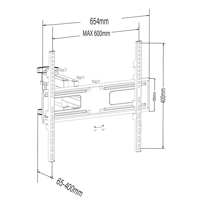 Držák Maclean pro TV nebo monitor, max. VESA 600x400, plochý, vzdálenost od stěny 41-475 mm, 37-80", 50 kg, černý, MC-832A