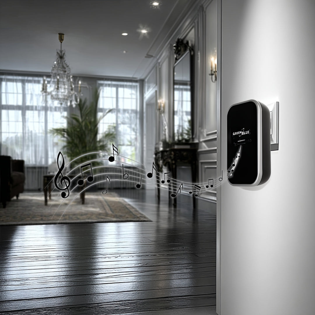 Kinetický bezdrátový zvonek bez baterií, 38 melodií, černý, dosah až 200 m, IP44, GreenBlue GB157 B