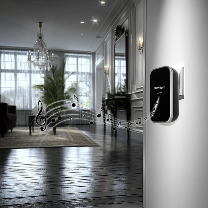 Kinetický bezdrátový zvonek bez baterií, 38 melodií, černý, dosah až 200 m, IP44, GreenBlue GB157 B